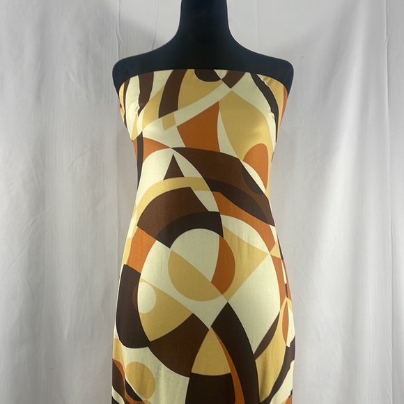 Brown multi colored,geometric shaped design maxi long tube dress,Large - Picture 4 of 14